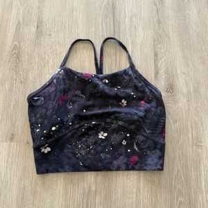 Floral Print Crop Top - Black and Pink